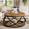 2-Tier Round Coffee Table, 31.5" Wood Circle Accent Center Table for Living Room