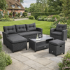 Garden Furniture Set Cambridge Rattan Corner Sofa Table Cushions Grey UK Stock