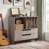 Record Player Stand Mid Century Turntable Stand with Open Compartment