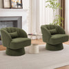 360° Swivel Accent Chair Upholstered Barrel Chair w/Striped Backrest Living Room