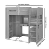 Grey High Sleeper Loft Bed with Desk and Wardrobe Carter