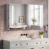 Double Door LED Bathroom Mirror Cabinet Cupboard With Side Shelves Wall Mounted