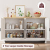 Buffet Cabinet Rattan Storage with 4 Door Shelf Sideboard Buffet for Dining Room