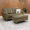 'Dawson' 2 Seater Sofa + 'Ava' Storage Footstool Khaki Velvet RRP £1200 NEW