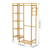 Bamboo Wooden Single Clothes Rail Garment Rack Hanging Stand Open Wardrobe Shelf