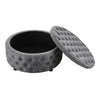 Chesterfield Button Linen Round Ottoman Pouffe Footstool Coffee Tea Table Grey
