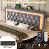 LED Ottoman Storage Bed Frame 135x190cm with Adjustable Height Headboard Grey