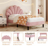 Velvet Upholstered 3ft Single Bed Frame with Headboard, Solid Wood Slats, Pink