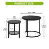 Nesting Coffee Tables Set of 2 Round Stacking Sofa Side Tables Bed/Living