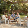 4 Piece Rattan Garden Furniture Set with Loveseat, Armchairs, Table, Cream White