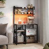 Coffee Bar Station Kitchen Bakers Rack with Power Outlet-Brown