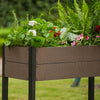 Elevated Raised Garden Bed with Storage Shelf Wood Look Planter Garden Pot Boxes