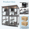 182 cm Tall Large Wooden Cat House Outdoor Catio Kitten Enclosure-Grey