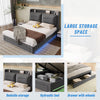 Ottoman Storage Gas Lift Bed Frame Upholstered Bed with LED 5 ft King Size Bed