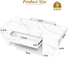 High Gloss Coffee Table with LED Lights Modern White Storage Table 2 Drawers