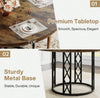 Round Dining Table 4-6 Seater, Rustic Wood Kitchen Dinner Table With Metal Base