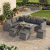 Rattan Garden 9 Seater Outdoor Set Furniture Sofa Chairs Table Bench Patio, Grey