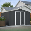 Garden Shed 10X12FT Metal Apex Roof Free Foundation Storage House Anthracite