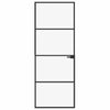 Interior Door Black 76x201.5 cm Tempered Glass&Aluminium