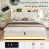 OTTOMAN STORAGE UPHOLSTERED KING BED FRAME WITH HEADBOARD STORAGE, LED & USB