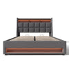 4FT6 DOUBLE BED OTTOMAN BED FRAME WITH STORAGE, LED LIGHTING, USB TYPE-C, GREY