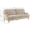 Hampshire Fabric 3 Seater Sofa In Stone