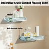 Mirrored Diamond Crush Floating Wall Shelf Crystal Modern 38x15cm Sparkly Bling