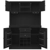 Tall Pantry Cabinet Kitchen Cupboard w/ Storage, Adjustable Shelves, Black