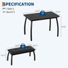 3Pcs Dining Table Set for 4, Kitchen Table w/Metal Frame & 2 Upholstered Benches