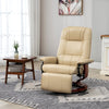 Manual Recliner Swivel Reclining Chair with Footrest Armrests Cream