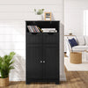 Bathroom Floor Cabinet Free Standing Storage Cupboard-Black