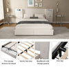 4ft6 Double Velvet Bed Frame with Headboard with Storage Pockets & Drawers Beige