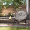 Egg Chair with Soft Cushion Steel Garden Basket Chair for Outdoor, Light Grey