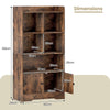 Bookshelf Freestanding Bookcase with Doors & 2 Storage Cabinets-Coffee