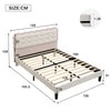Double Upholstered Bed 4ft6 135x190cm with Velvet Headboard & Study Slats, Beige