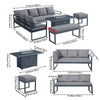 Patio Furniture Set with Fire Pit Table Sectional Sofa Set, Alu Conversation Set
