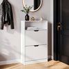 2 Drawer Shoe Rack Shoes Storage Cabinet Wooden Cupboard Organiser Holder Stand