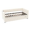Daybed 3ft Single Linen Upholstered Bed Guest Bed Sofa Bed with Trundle Beige