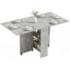 Mobile Drop Leaf Dining Table Folding Desk w/ 2 Wheels Cement Grey
