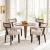 Set of 2 Dining Chairs with Curved Rattan Backrests Padded Seat Cushions