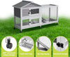 2-Story Wooden Rabbit Hutch Chicken Coop with Wheel and Roof Outdoor Bunny Cage