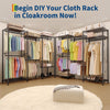 Heavy Duty Portable Metal Wardrobe Closet w/4 Hanging Rods &6 Adjustable Shelves
