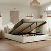 4ft6 Double Bed, Ottoman Bed Frame with Padded Headboard and Under-bed Storage
