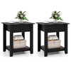3-Tier Modern Bedside Table Nightstand with Drawer Set of 2-Black
