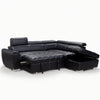 New Nevada Leather Corner Sofa Bed Black 4 to 5 Seater Storage Ottoman Headrest