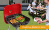 Charcoal Trolley BBQ Red Garden Outdoor Barbecue Cooking Grill Powder Wheels NEW