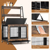 Dog Crate Furniture Industrial Dog Kennel with Storage Shelves-Brown