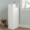 Bathroom Slim Floor Cabinet Narrow Wooden Storage Cupboard Toilet with Drawer Xp