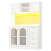 Tall Kitchen Pantry Cupboard, Storage Cabinet for Home Living Dining Room, White