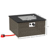 13 KW Rattan Gas Fire Pit Table, Garden Propane Fire Pit Coffee Table, Grey